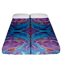 Blue Marbling Patterns Fitted Sheet (king Size) by kaleidomarblingart