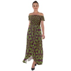 Greenspring Off Shoulder Open Front Chiffon Dress by LW323
