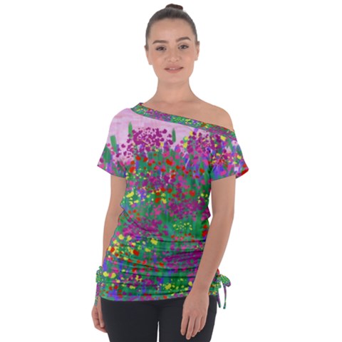 Bay Garden Off Shoulder Tie-up Tee by LW323