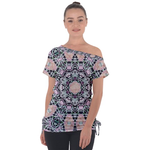 Gem Off Shoulder Tie-up Tee by LW323