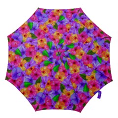 Watercolor Flowers  Multi-colored Bright Flowers Hook Handle Umbrellas (medium) by SychEva