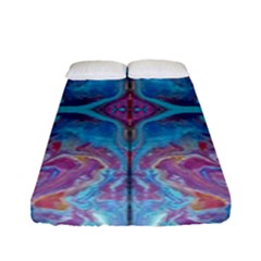 Marbling Turquoise Marbling Fitted Sheet (full/ Double Size) by kaleidomarblingart