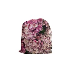 Pink Hydrangea Drawstring Pouch (small) by kaleidomarblingart