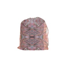 Pink Arabesque Iv Drawstring Pouch (small) by kaleidomarblingart