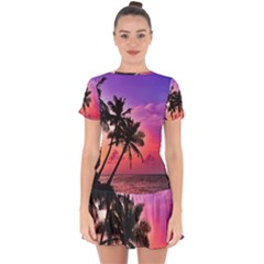 Ocean Paradise Drop Hem Mini Chiffon Dress by LW323