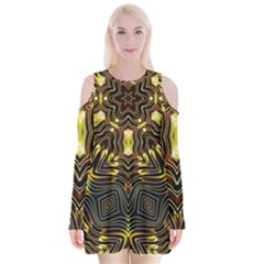 Beyou Velvet Long Sleeve Shoulder Cutout Dress by LW323
