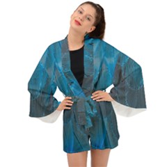 Feathery Blue Long Sleeve Kimono by LW323