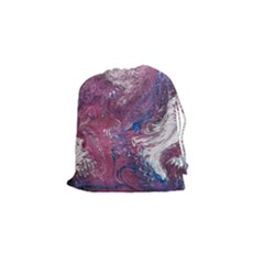 Violet Feathers Drawstring Pouch (small) by kaleidomarblingart