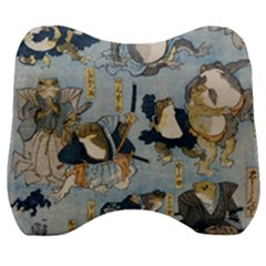 Famous Heroes Of The Kabuki Stage Played By Frogs  Velour Head Support Cushion by Sobalvarro