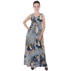 Famous Heroes Of The Kabuki Stage Played By Frogs  Empire Waist Velour Maxi Dress by Sobalvarro