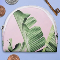 Palm Leaves On Pink Horseshoe Style Canvas Pouch by goljakoff