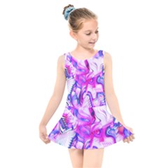 Hot Pink Fuchsia Flower Fantasy  Kids  Skater Dress Swimsuit by CrypticFragmentsDesign