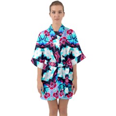 Raspberry Half Sleeve Satin Kimono  by LW323