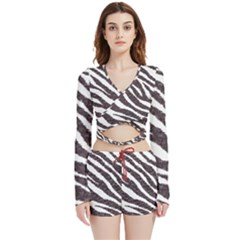 Zebra Velvet Wrap Crop Top And Shorts Set by PollyParadise