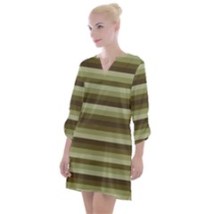 Linear Warm Print Design Open Neck Shift Dress by dflcprintsclothing