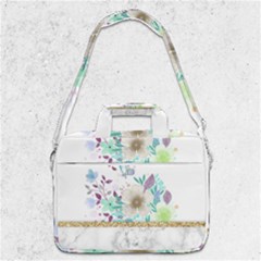 Minimal Gold Floral Marble Macbook Pro Shoulder Laptop Bag  by gloriasanchez