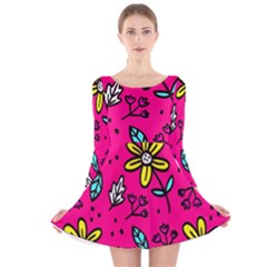 Flowers-flashy Long Sleeve Velvet Skater Dress by alllovelyideas