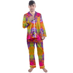 Glitch Futuristic Punk  Men s Long Sleeve Satin Pajamas Set by gloriasanchez