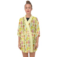 Tropical Fruits Pattern  Half Sleeve Chiffon Kimono by gloriasanchez