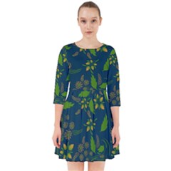 Folk Floral Art Pattern  Flowers Abstract Surface Design  Seamless Pattern Smock Dress by Eskimos
