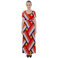 Pop Art Mosaic High Waist Short Sleeve Maxi Dress by essentialimage365