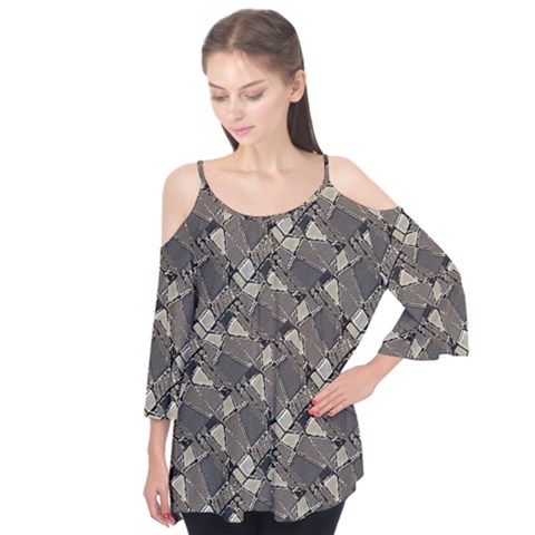 Browns Geometric Abstract Design Flutter Tees by dflcprintsclothing