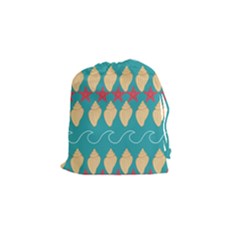 Starfish And Seashells  Sea Drawstring Pouch (small) by SychEva