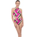 Pop Art Mosaic Halter Side Cut Swimsuit View1