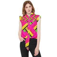Pop Art Mosaic Frill Detail Shirt by essentialimage365