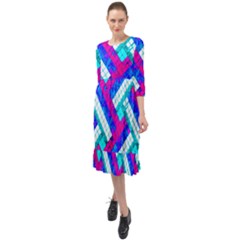Pop Art Mosaic Ruffle End Midi Chiffon Dress by essentialimage365
