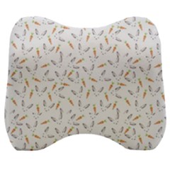 Cute Bunnies And Carrots Pattern, Light Colored Theme Velour Head Support Cushion by Casemiro