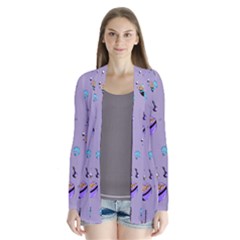 Japanese Ramen Sushi Noodles Rice Bowl Food Pattern Drape Collar Cardigan by DinzDas