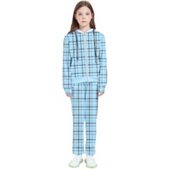 Sky Blue Tartan Plaid Pattern, With Black Lines Kids  Tracksuit by Casemiro