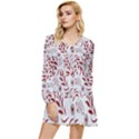 Folk flowers art pattern Floral abstract surface design  Seamless pattern Tiered Long Sleeve Mini Dress View1