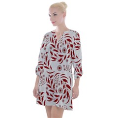Folk Flowers Art Pattern Floral Abstract Surface Design  Seamless Pattern Open Neck Shift Dress by Eskimos