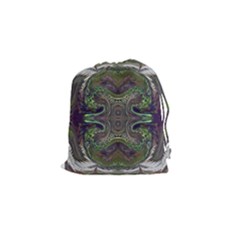 Olive Green Arabesque Drawstring Pouch (small) by kaleidomarblingart