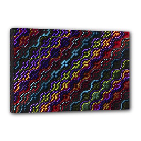 Dark Multicolored Mosaic Pattern Canvas 18  X 12  (stretched) by dflcprintsclothing