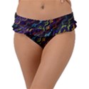 Dark Multicolored Mosaic Pattern Frill Bikini Bottom View1