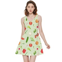 Seamless Pattern With Vegetables  Delicious Vegetables Inside Out Reversible Sleeveless Dress by SychEva