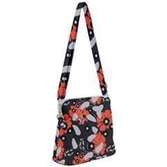 Folk Flowers Art Pattern Floral   Zipper Messenger Bag by Eskimos