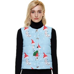 Funny Mushrooms Go About Their Business Women s Short Button Up Puffer Vest by SychEva