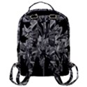 Black And White Lilies Botany Motif Print Flap Pocket Backpack (Large) View3