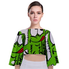 Cactus Tie Back Butterfly Sleeve Chiffon Top by IIPhotographyAndDesigns