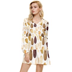 Golden Egg Easter Tiered Long Sleeve Mini Dress by designsbymallika