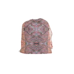 Orange Intricate Drawstring Pouch (small) by kaleidomarblingart