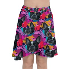 Doggy Chiffon Wrap Front Skirt by Sparkle