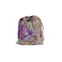 Abstract Swirls Iv Drawstring Pouch (small) by kaleidomarblingart