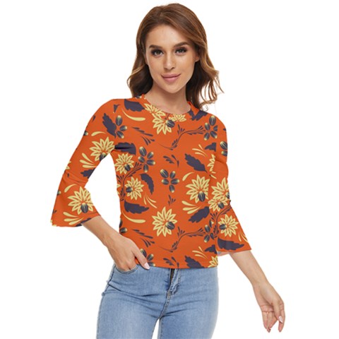 Folk Flowers Pattern  Bell Sleeve Top by Eskimos