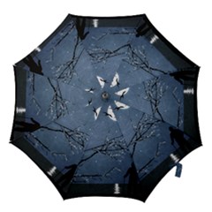 Full Moon Landscape Scene Illustration Hook Handle Umbrellas (small) by dflcprintsclothing