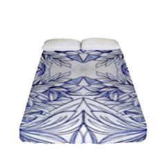 Blue Biro Arabesque  Fitted Sheet (full/ Double Size) by kaleidomarblingart